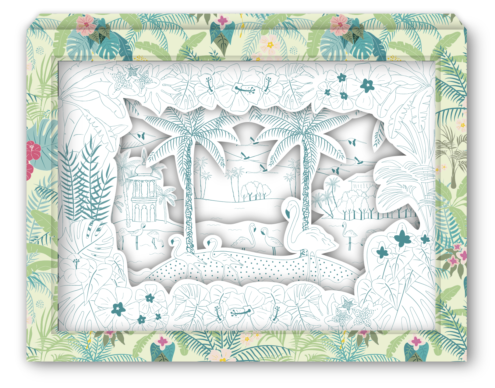 Thalie&Orphée - Boîte déco 3D à colorier Tropical