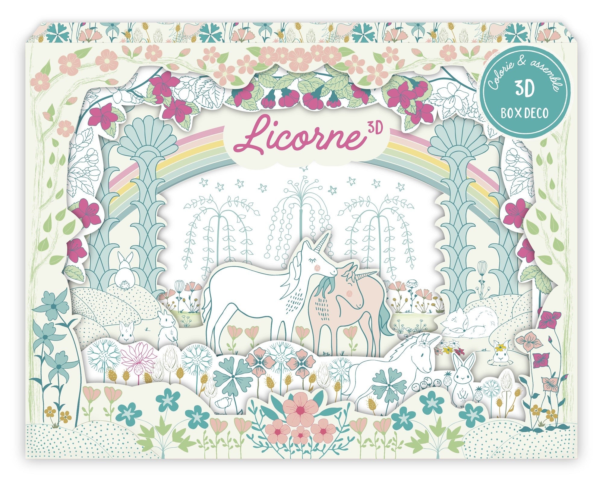 Thalie&Orphée - Boîte déco 3D à colorier Licorne