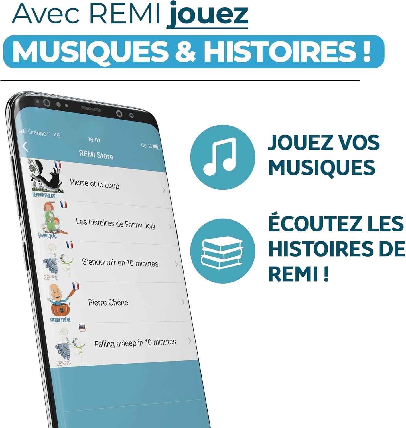 UrbanHello - REMI, réveil intelligent, veilleuse et babyphone multifonctions, bleu