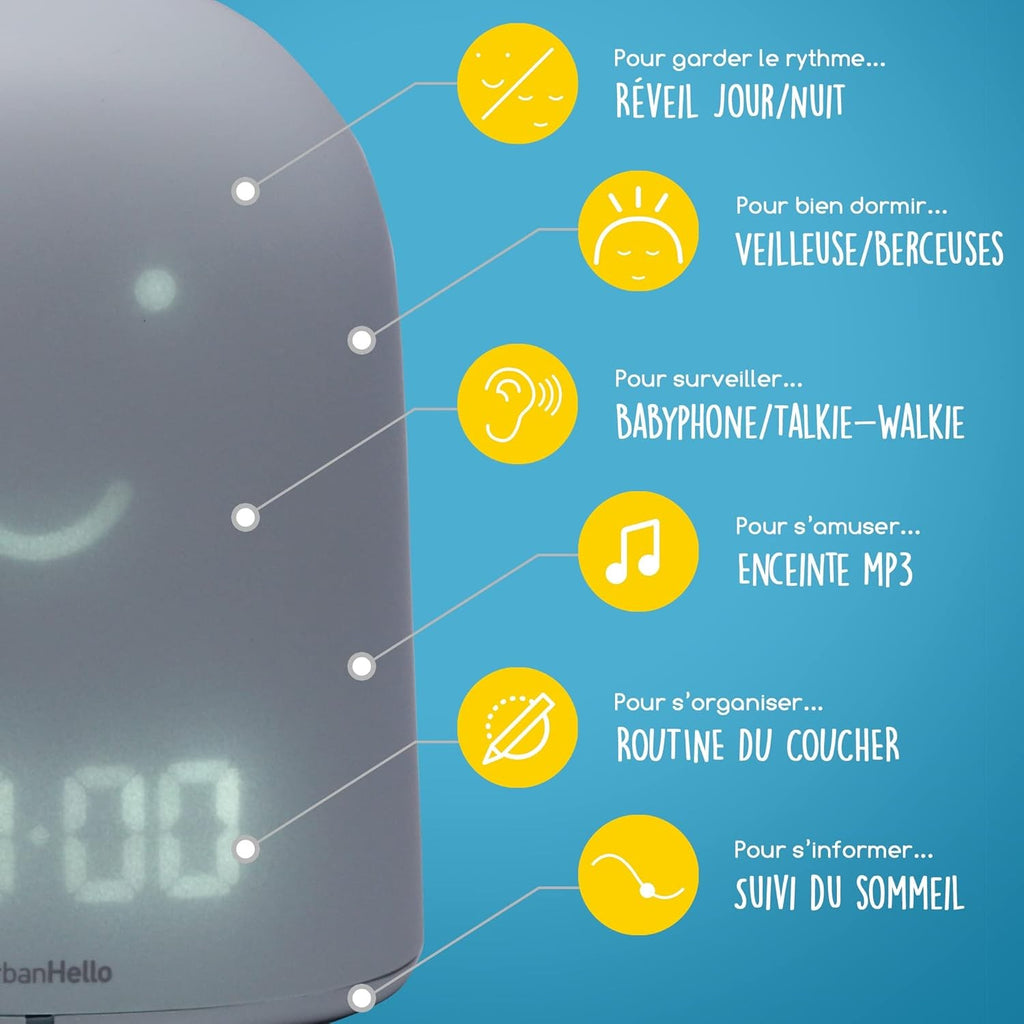 UrbanHello - REMI, réveil intelligent, veilleuse et babyphone multifonctions, gris